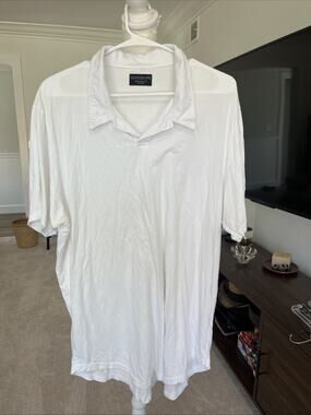 Goodlife Men XXL Supima Johnny Collar Polo Made In USA White